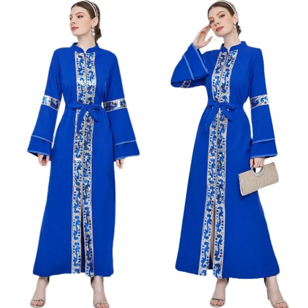 Марокканская женская мусульманская вышивка абайя Макси платье Ислами джилбаб Кафтан Дубай ИД индийская одежда