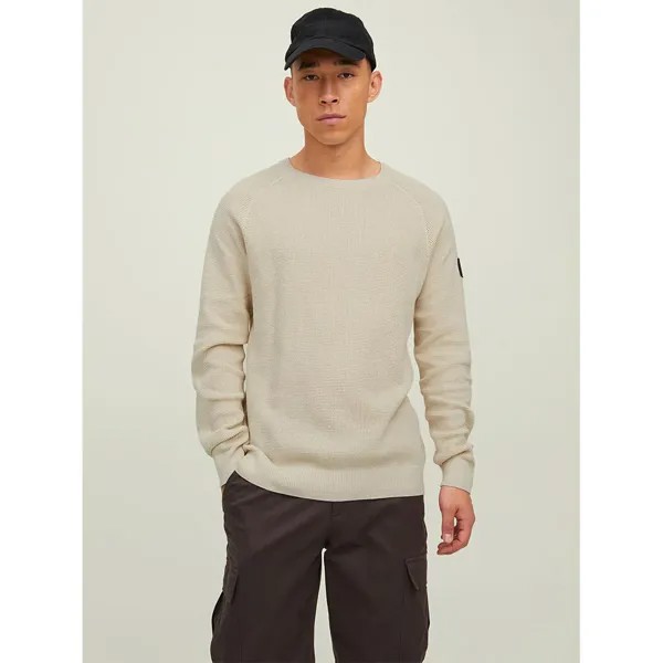 Свитер Jack & Jones Classic Waffle Crew Neck, бежевый