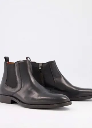 Черные кожаные ботинки челси с маленьким логотипом Tommy Hilfiger-Черный