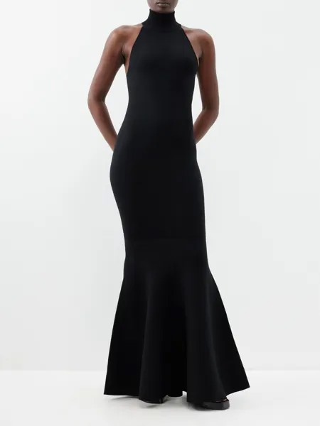 Платье из смесовой шерсти с узором «русалка» Nina Ricci, черный