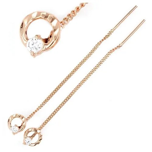 Серьги цепочки The Jeweller, красное золото, 585 проба, фианит, белый