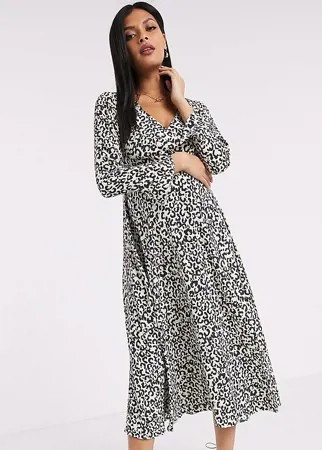 Платье макси с леопардовым принтом и запахом ASOS DESIGN Maternity-Многоцветный