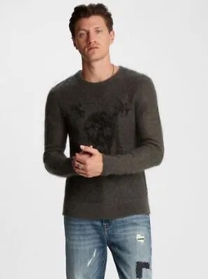 John Varvatos Тосканский свитер из мохера с круглым вырезом, серый, большой размер