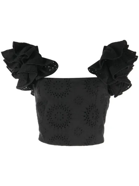 Alice + olivia укороченный топ Tawny с английской вышивкой, черный