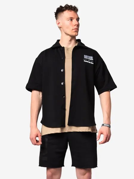 Рубашка спортивного стиля мужская NEBBIA Oversized Shirt 90s THROWBACK 350, Черный