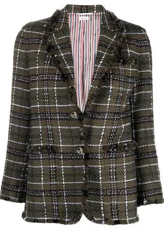 Thom Browne твидовый пиджак с принтом тартан