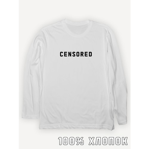 Лонгслив PRINTHAN Лонгслив с принтом CENSORED унисекс, белый, размер L (48-50), белый