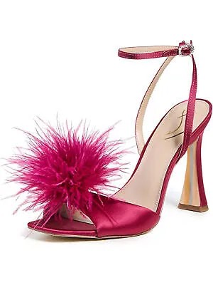 SAM EDELMAN Женские розовые босоножки на каблуке Leon с расклешенным носком и перьями и кристаллами, размер 9,5 м