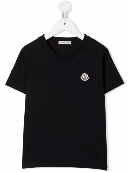 Moncler Enfant футболка с нашивкой-логотипом