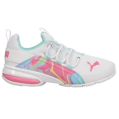 Puma Axelion Swirl Ac Training Молодежные девушки Белые кроссовки Спортивная обувь 385478