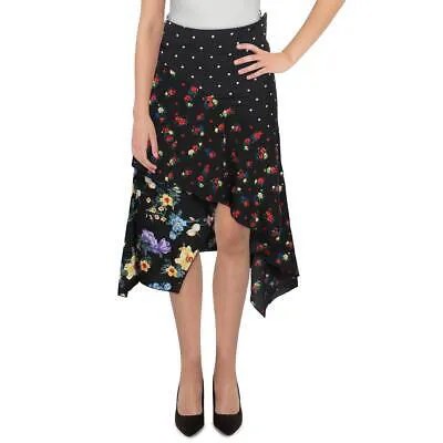 Женская черная макси-юбка миди в горошек Aqua с цветочным принтом S BHFO 2233