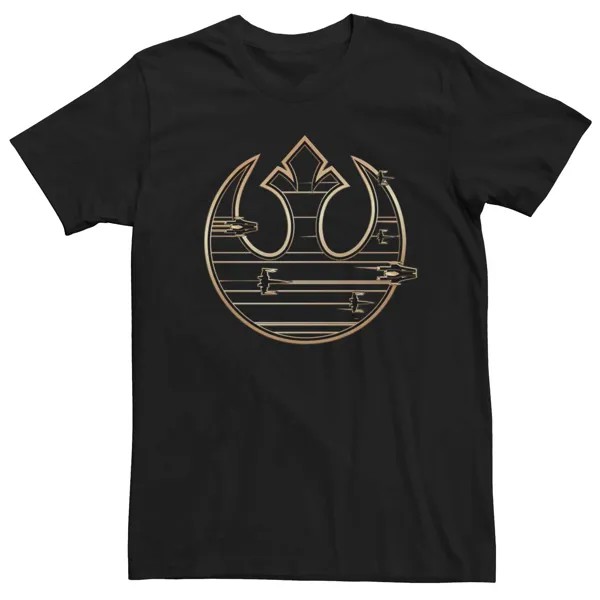 Мужская золотая футболка с логотипом Star Wars Rebel Licensed Character, черный
