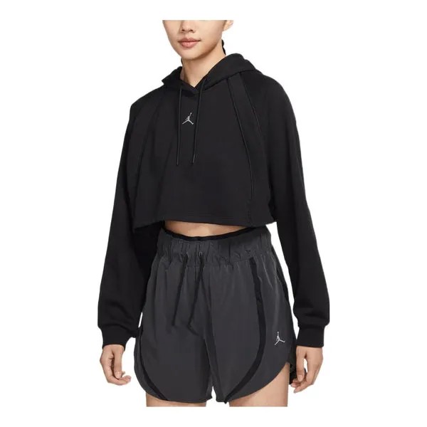 Толстовка Air Jordan Crop Pullover Fleece Hoodie 'Black', черный