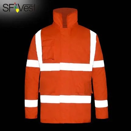 ANSI/SEA 107, защитная Светоотражающая Зимняя парка с высокой видимостью, мужская куртка, рабочая одежда, дождевик, оранжевое дождевое пальто со ...