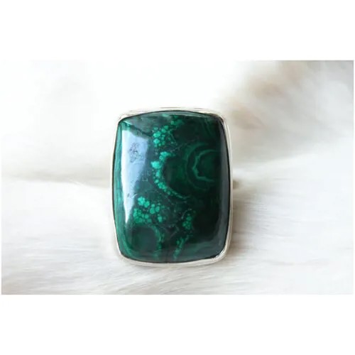 Кольцо 100% Ural, мельхиор, малахит, размер 19, зеленый