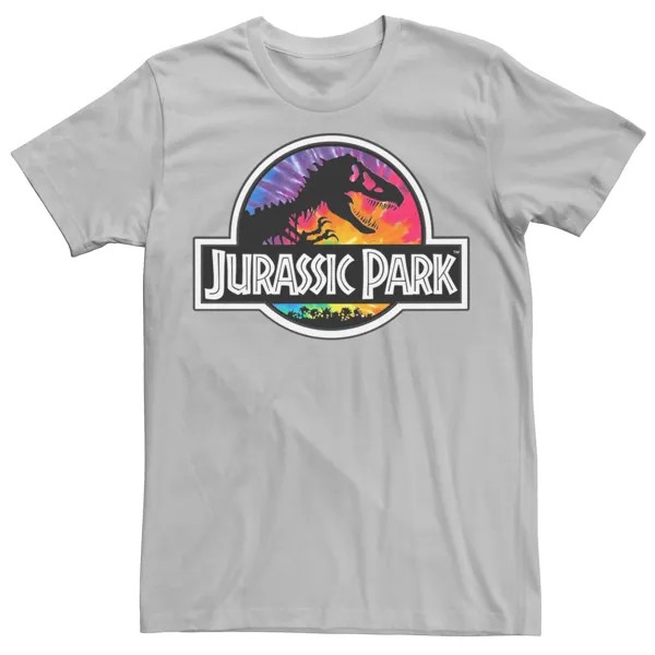 Мужская классическая футболка с логотипом и графическим рисунком «Парк Юрского периода» Tie Dye Licensed Character, серебристый