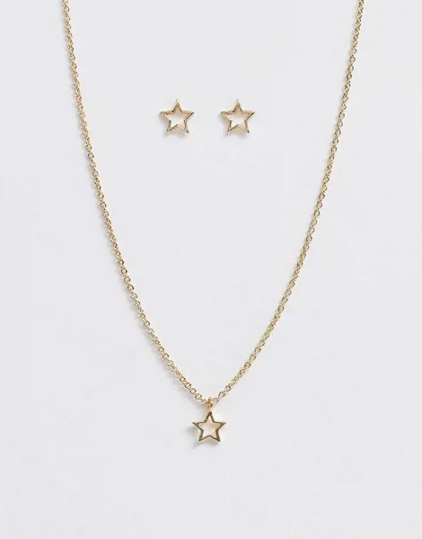 Новогодний подарочный набор из ожерелья и серег с оригинальным дизайном Johnny Loves Rosie-Золотой