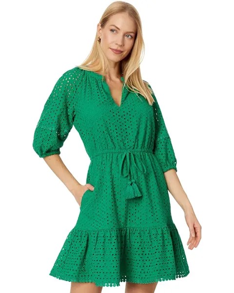 Платье Vince Camuto Eyelet Balloon Sleeve, зеленый