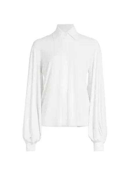 Рубашка с блузоном и рукавами, эластичная в четырех направлениях Norma Kamali, белый