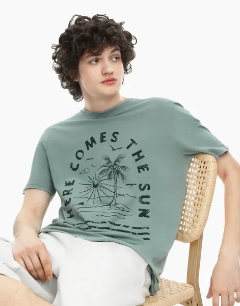 Футболка мужская Gloria Jeans BKT013188 зеленая S