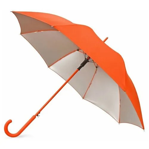 Зонт-трость Oasis, полуавтомат, 8 спиц, для женщин, оранжевый, серебряный