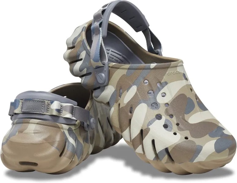 Сабо Echo Clog Crocs, цвет Charcoal/Camo Redux