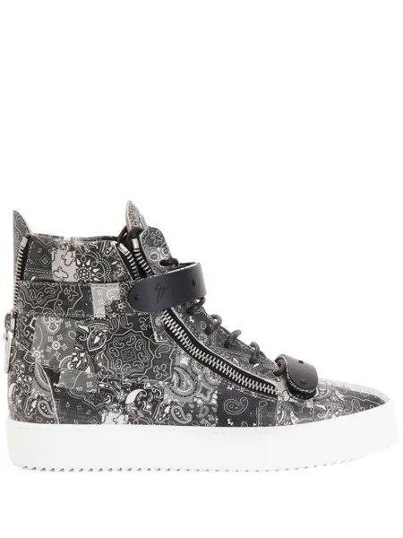 Giuseppe Zanotti высокие кроссовки с принтом пейсли, черный