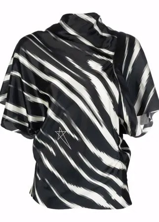 Rick Owens блузка асимметричного кроя с зебровым принтом