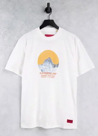 Кремовая футболка с принтом гор в круге Caterpillar-Белый
