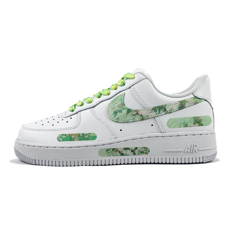 Кроссовки Nike Air Force 1 Skateboarding Shoes Women's Low-top White, зеленый