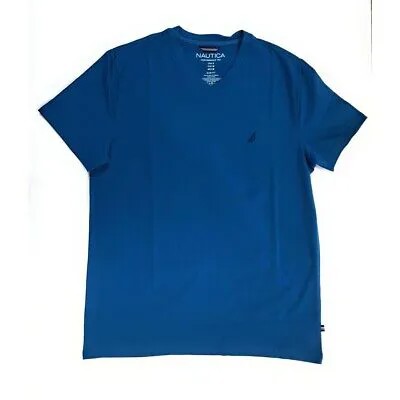 Мужская футболка узкого кроя Nautica с v-образным вырезом, темно-синяя, размер 2X-Large