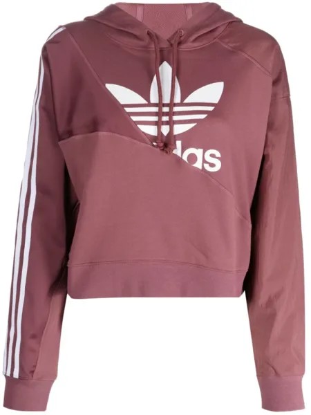 Adidas укороченное худи с кулиской, красный