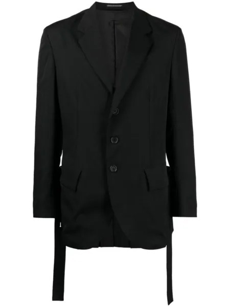 Yohji Yamamoto однобортный шерстяной пиджак с заостренными лацканами, черный