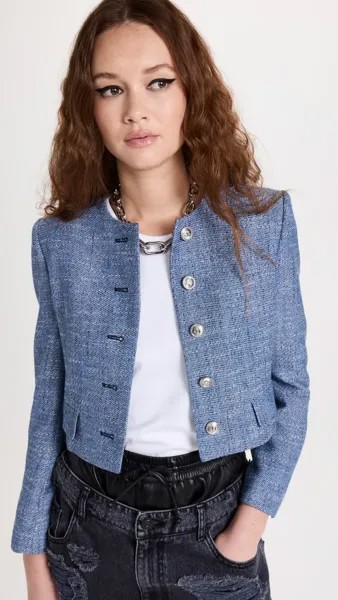 Куртка Juun. J Round Neck Crop Tweed, синий