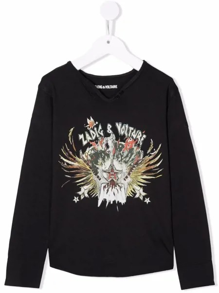 Zadig & Voltaire Kids футболка с длинными рукавами и логотипом