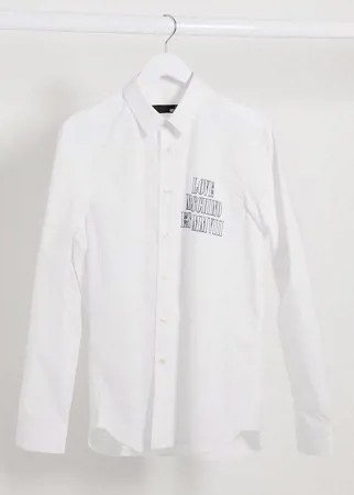 Рубашка с длинными рукавами и вышивкой Love Moschino-Белый