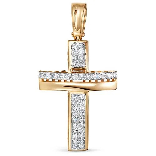 Крестик Vesna jewelry, красное золото, 585 проба, родирование, бриллиант