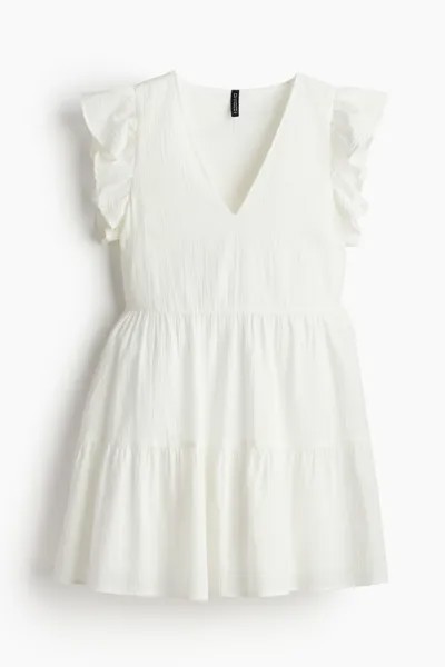 Платье H&M Flutter-sleeved Easy-wear, кремовый