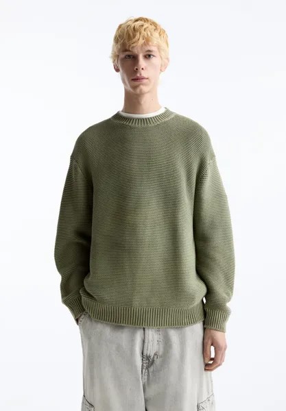 Вязаный свитер TEXTURED PULL&BEAR, цвет khaki