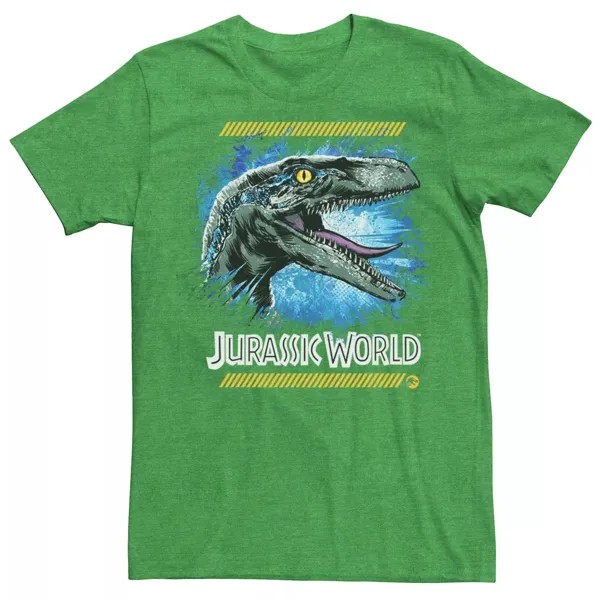 Мужская футболка с рисунком Two Raptor Splatter Two Blue Jurassic World