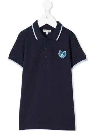 Kenzo Kids рубашка-поло с нашивкой Tiger