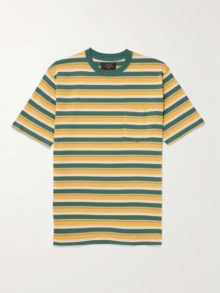 Полосатая футболка из хлопкового джерси BEAMS PLUS, зеленый