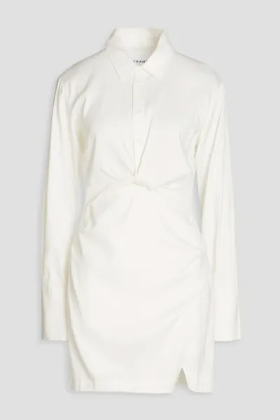 Платье-рубашка мини из твила с закручивающейся передней частью Frame, цвет Off-white
