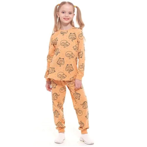 Пижама детская, набивное полотно, цвет бежевый, размер 128