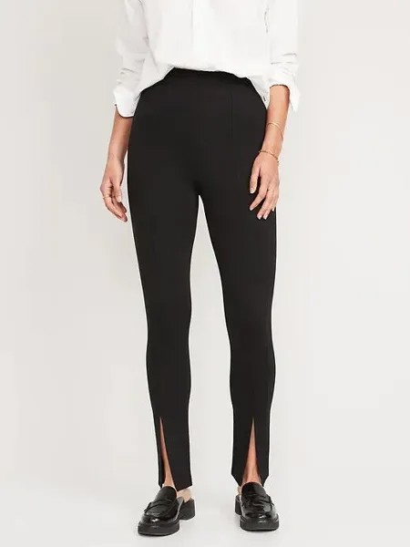 Узкие брюки Stevie Old Navy Black с очень высокой талией и разрезом спереди, размер 2X
