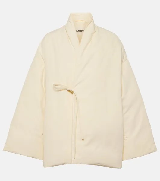 Пуховик с завязками Jil Sander, бежевый