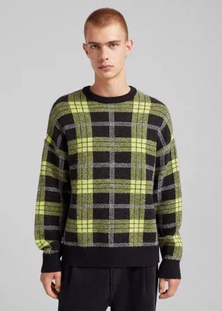Черный джемпер в клетку Bershka-Черный цвет