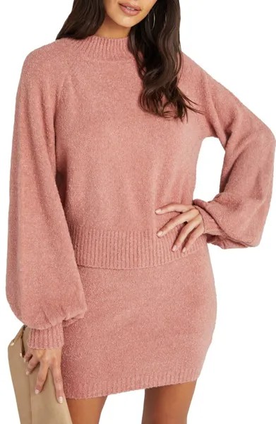 НОВАЯ КОЛЛЕКЦИЯ VICI x Fate Розово-лиловый укороченный свитер с круглым вырезом и объемными рукавами XL