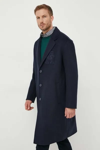 Шерстяное пальто Tommy Hilfiger, темно-синий