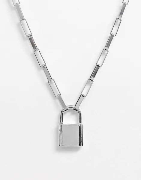 Серебристое колье с подвеской ASOS DESIGN-Серебряный